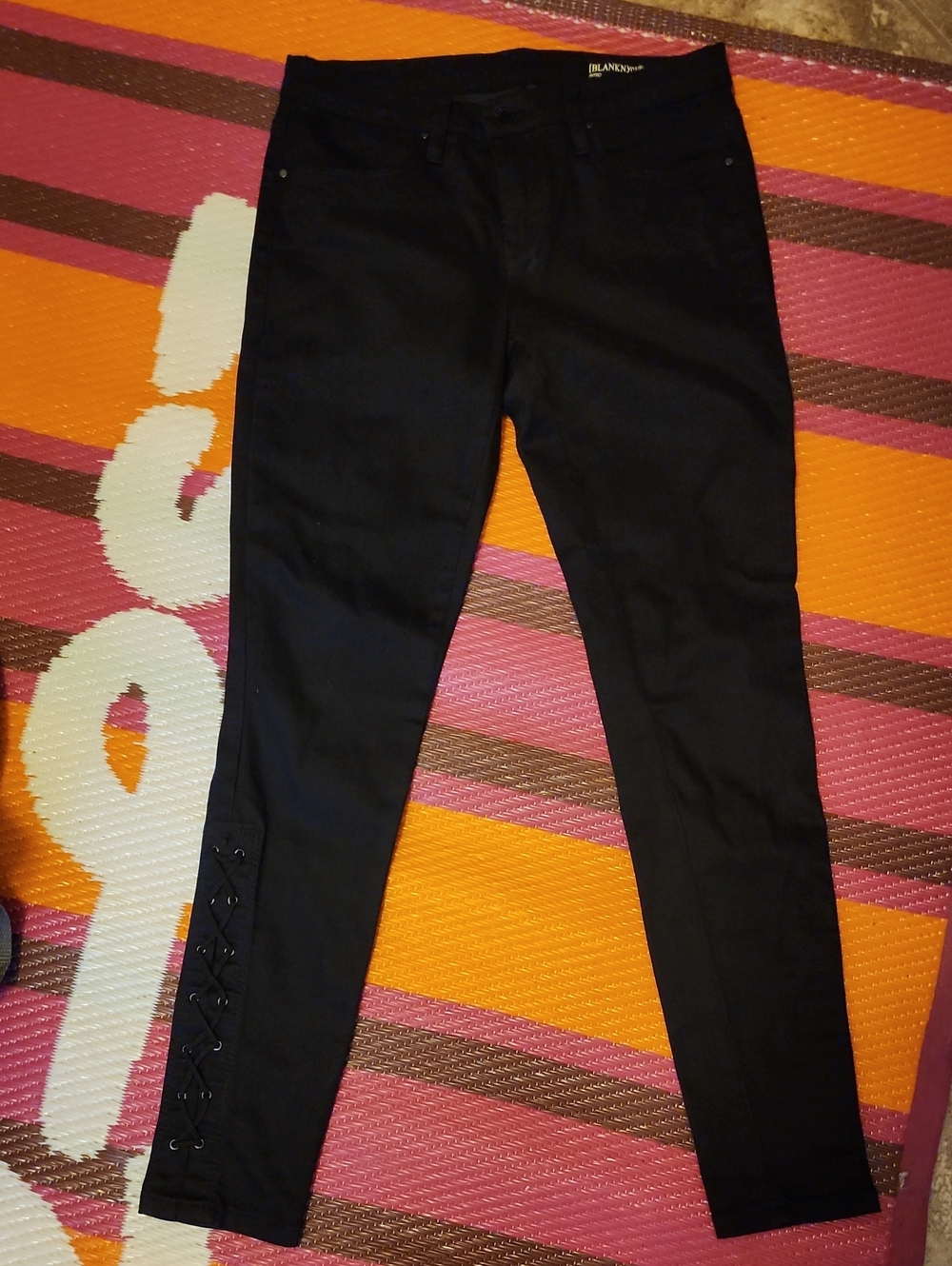 BLANK NYC JEANS Black With Lace Up Detail- Skinny Size 26